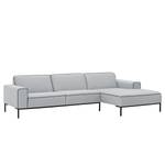 Ecksofa Ampio Duo II Webstoff Stoff Floreana: Hellgrau - Longchair davorstehend rechts - Schwarz