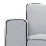 Ecksofa Ampio Duo II Webstoff Stoff Floreana: Hellgrau - Longchair davorstehend rechts - Schwarz