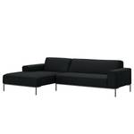 Ecksofa Ampio I Webstoff Stoff Floreana: Anthrazit - Longchair davorstehend links - Grau