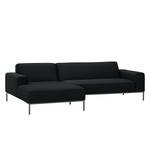 Ecksofa Ampio I Webstoff Stoff Floreana: Anthrazit - Longchair davorstehend links - Grau