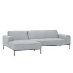 Ecksofa Ampio I Webstoff Stoff Floreana: Hellgrau - Longchair davorstehend links - Grau