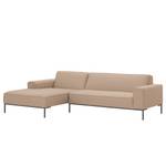 Ecksofa Ampio I Webstoff Stoff Floreana: Kamel - Longchair davorstehend links - Grau