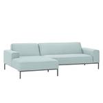 Ecksofa Ampio I Webstoff Stoff Floreana: Mintgrün - Longchair davorstehend links - Grau