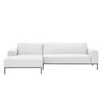 Ecksofa Ampio I Webstoff Stoff Floreana: Weiß - Longchair davorstehend links - Grau