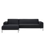 Ecksofa Ampio I Webstoff Stoff Naya: Anthrazit - Longchair davorstehend links - Grau