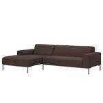 Ecksofa Ampio I Webstoff Stoff Naya: Braun - Longchair davorstehend links - Grau