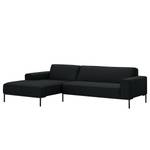 Ecksofa Ampio I Webstoff Stoff Floreana: Anthrazit - Longchair davorstehend links - Schwarz