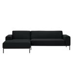 Ecksofa Ampio I Webstoff Stoff Floreana: Anthrazit - Longchair davorstehend links - Schwarz