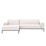 Ecksofa Ampio I Webstoff Stoff Floreana: Beige - Longchair davorstehend links - Schwarz