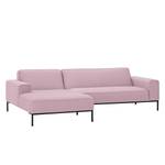 Ecksofa Ampio I Webstoff Stoff Floreana: Rosa - Longchair davorstehend links - Schwarz