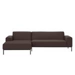 Ecksofa Ampio I Webstoff Stoff Naya: Braun - Longchair davorstehend links - Schwarz