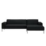 Ecksofa Ampio I Webstoff Stoff Floreana: Anthrazit - Longchair davorstehend rechts - Grau