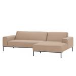 Ecksofa Ampio I Webstoff Stoff Floreana: Kamel - Longchair davorstehend rechts - Grau