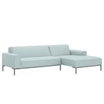 Ecksofa Ampio I Webstoff Stoff Floreana: Mintgrün - Longchair davorstehend rechts - Grau