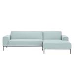 Ecksofa Ampio I Webstoff Stoff Floreana: Mintgrün - Longchair davorstehend rechts - Grau