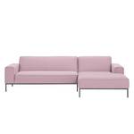 Ecksofa Ampio I Webstoff Stoff Floreana: Rosa - Longchair davorstehend rechts - Grau