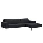 Ecksofa Ampio I Webstoff Stoff Naya: Anthrazit - Longchair davorstehend rechts - Grau