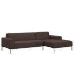 Ecksofa Ampio I Webstoff Stoff Naya: Braun - Longchair davorstehend rechts - Grau