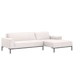 Ecksofa Ampio I Webstoff Stoff Floreana: Beige - Longchair davorstehend rechts - Schwarz