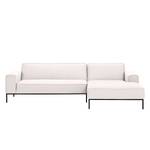 Ecksofa Ampio I Webstoff Stoff Floreana: Beige - Longchair davorstehend rechts - Schwarz