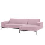 Ecksofa Ampio I Webstoff Stoff Floreana: Rosa - Longchair davorstehend rechts - Schwarz