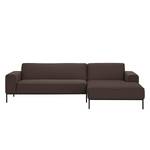 Ecksofa Ampio I Webstoff Stoff Naya: Braun - Longchair davorstehend rechts - Schwarz