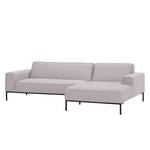 Ecksofa Ampio I Webstoff Stoff Naya: Grau-Beige - Longchair davorstehend rechts - Schwarz