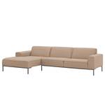 Ecksofa Ampio II Webstoff Stoff Floreana: Kamel - Longchair davorstehend links - Grau