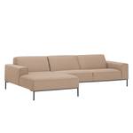 Ecksofa Ampio II Webstoff Stoff Floreana: Kamel - Longchair davorstehend links - Grau