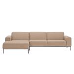 Ecksofa Ampio II Webstoff Stoff Floreana: Kamel - Longchair davorstehend links - Grau