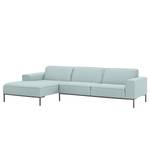 Ecksofa Ampio II Webstoff Stoff Floreana: Mintgrün - Longchair davorstehend links - Grau