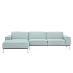 Ecksofa Ampio II Webstoff Stoff Floreana: Mintgrün - Longchair davorstehend links - Grau