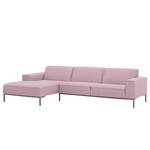 Ecksofa Ampio II Webstoff Stoff Floreana: Rosa - Longchair davorstehend links - Grau