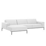 Ecksofa Ampio II Webstoff Stoff Floreana: Weiß - Longchair davorstehend links - Grau