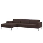 Ecksofa Ampio II Webstoff Stoff Naya: Braun - Longchair davorstehend links - Grau