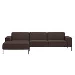 Ecksofa Ampio II Webstoff Stoff Naya: Braun - Longchair davorstehend links - Grau