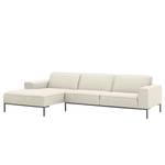 Ecksofa Ampio II Webstoff Stoff Naya: Hellbeige - Longchair davorstehend links - Grau