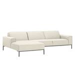 Ecksofa Ampio II Webstoff Stoff Naya: Hellbeige - Longchair davorstehend links - Grau