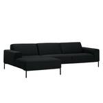 Ecksofa Ampio II Webstoff Stoff Floreana: Anthrazit - Longchair davorstehend links - Schwarz