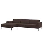 Ecksofa Ampio II Webstoff Stoff Naya: Braun - Longchair davorstehend links - Schwarz