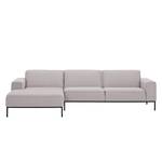 Ecksofa Ampio II Webstoff Stoff Naya: Grau-Beige - Longchair davorstehend links - Schwarz