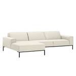 Ecksofa Ampio II Webstoff Stoff Naya: Hellbeige - Longchair davorstehend links - Schwarz