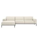 Ecksofa Ampio II Webstoff Stoff Naya: Hellbeige - Longchair davorstehend links - Schwarz