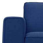 Ecksofa Ampio II Webstoff Stoff Floreana: Dunkelblau II - Longchair davorstehend rechts - Grau