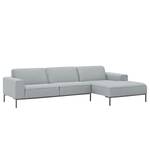 Ecksofa Ampio II Webstoff Stoff Floreana: Hellgrau - Longchair davorstehend rechts - Grau