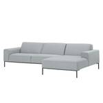 Ecksofa Ampio II Webstoff Stoff Floreana: Hellgrau - Longchair davorstehend rechts - Grau