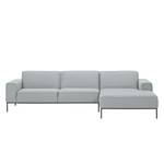 Ecksofa Ampio II Webstoff Stoff Floreana: Hellgrau - Longchair davorstehend rechts - Grau