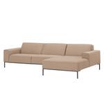 Ecksofa Ampio II Webstoff Stoff Floreana: Kamel - Longchair davorstehend rechts - Grau