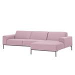 Ecksofa Ampio II Webstoff Stoff Floreana: Rosa - Longchair davorstehend rechts - Grau