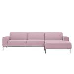 Ecksofa Ampio II Webstoff Stoff Floreana: Rosa - Longchair davorstehend rechts - Grau